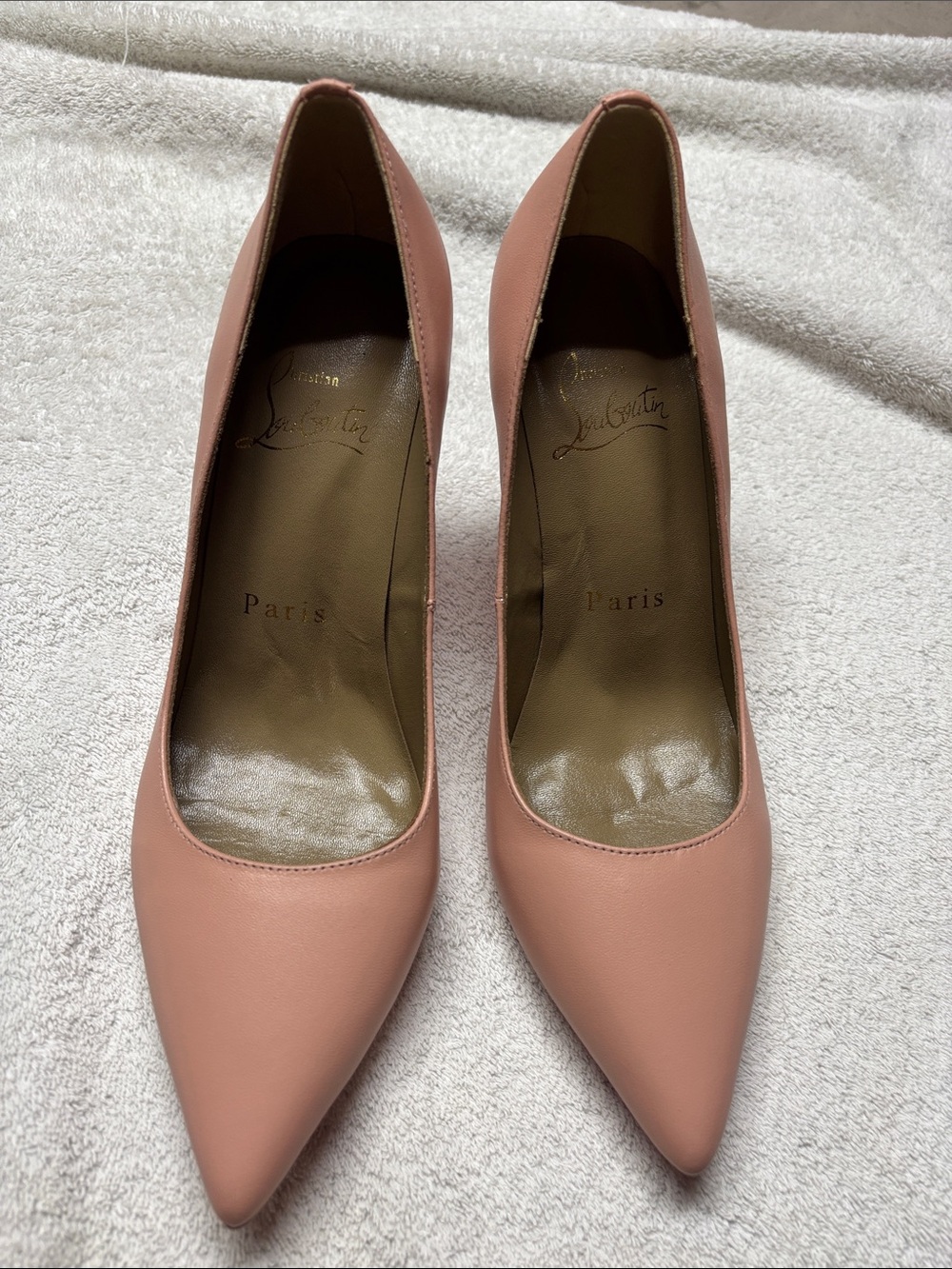 Christian Louboutin Dusty Pink Leather Pointed Pumps